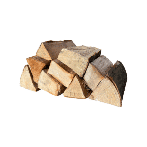 Kiln-dried beech firewood logs stacked close-up – ready to burn