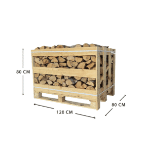 Kiln-dried birch firewood medium crate with dimensions 120 × 80 × 80 cm – ready to burn logs.
