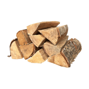 Close-up of stacked kiln-dried birch firewood – ready to burn hardwood logs.