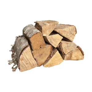 Close-up of kiln-dried birch firewood logs – ready to burn hardwood with bark detail.