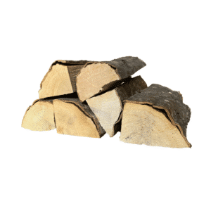 Kiln-dried hornbeam firewood logs close-up side view, Ready to Burn certified