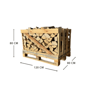 Kiln-dried hornbeam firewood medium crate with dimensions 120 × 80 × 80 cm – premium ready to burn hardwood logs.